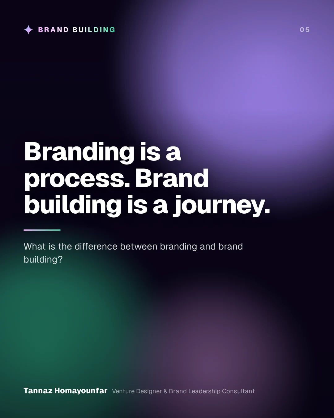 Branding is a process. Brand building is a journey.